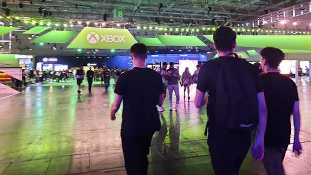 The team head over to the Xbox area