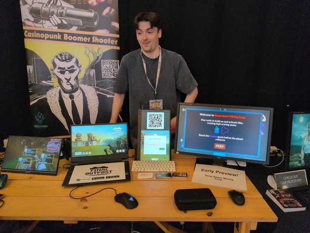 Ben setting up our booth - looking at his finest!